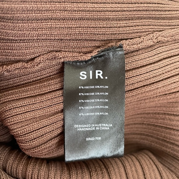 SIR THE LABEL Sylvie One Shoulder Asymmetrical Top Ribbed Chocolate Brown Size 4 - Picture 10 of 13